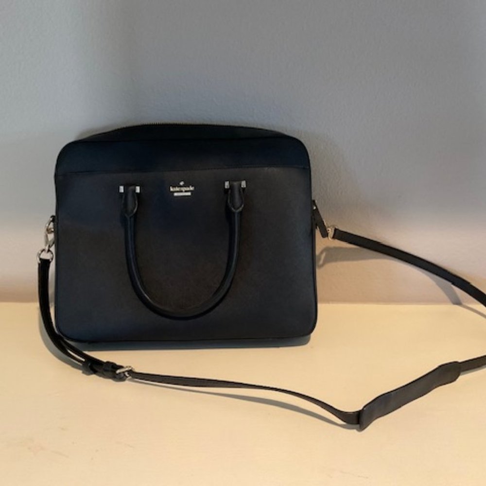 Kate Spade Commuter Black Leather Laptop Bag - Picture 2 of 6